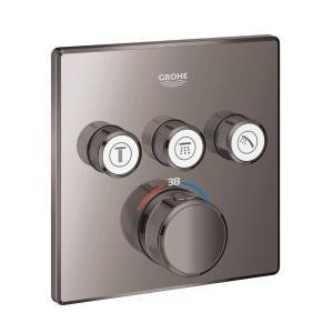 BATERIA PODTYNKOWA SMART CONTROL 3 WYJŚCIA GROHE ROZETA KWADRAT TERMOSTAT HARD GRAPHIT